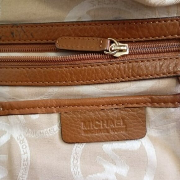 Michael Kors Brown Leather Shoulder Bag With Chain Straps & MK Logo Lining Women - Picture 2 of 14